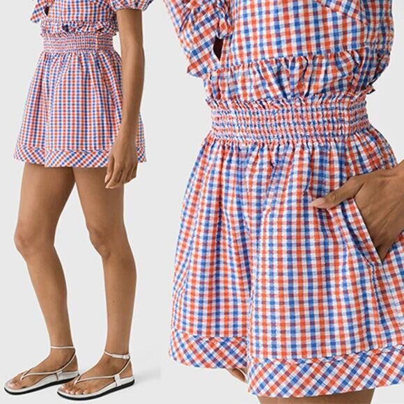 NEW Hunter Bell Smocked Waistband Loose Fit Jemma Short Gingham Size: XS - Picture 7 of 7